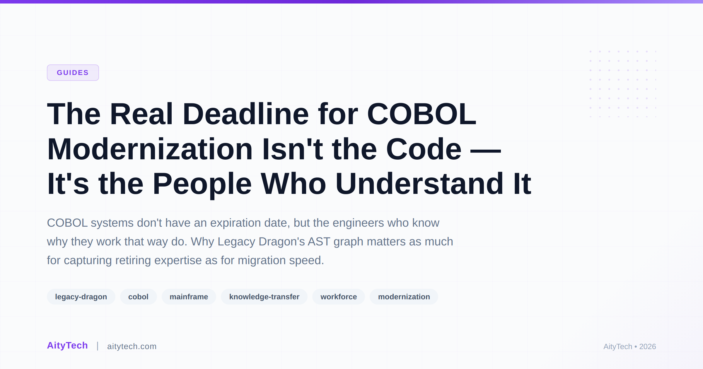 The Real Deadline for COBOL Modernization Isn't the Code — It's the People Who Understand It