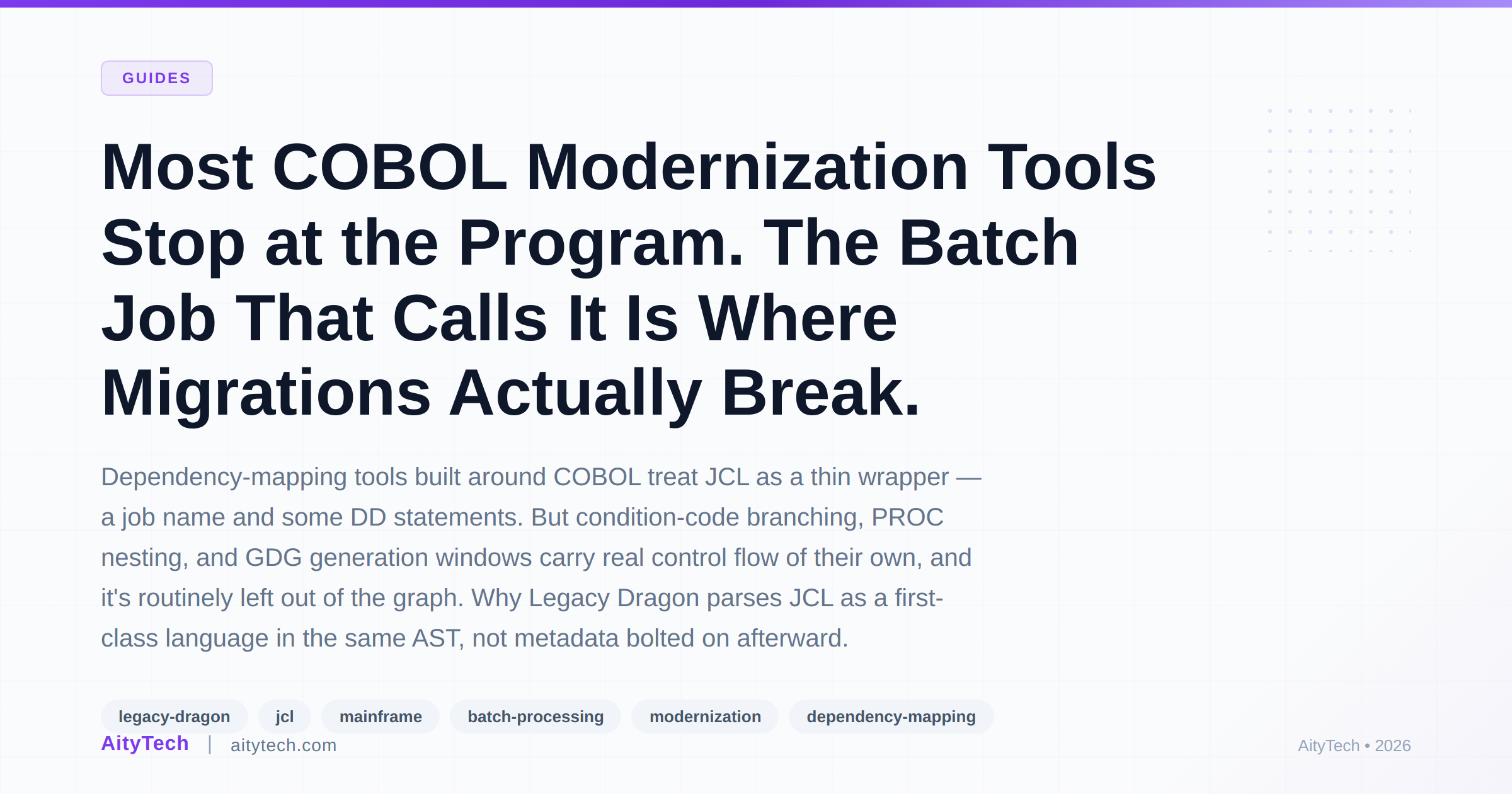 Most COBOL Modernization Tools Stop at the Program. The Batch Job That Calls It Is Where Migrations Actually Break.