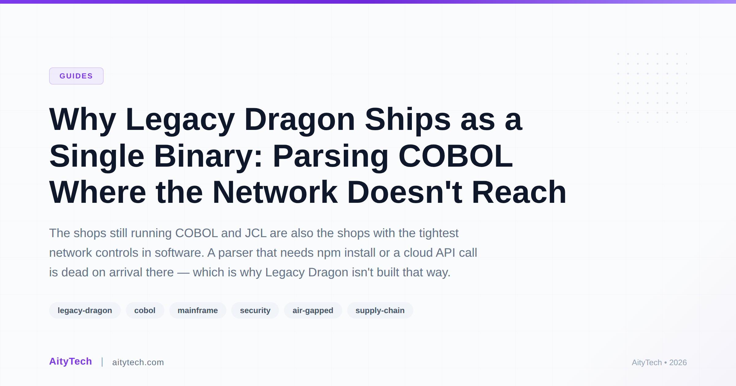Why Legacy Dragon Ships as a Single Binary: Parsing COBOL Where the Network Doesn't Reach