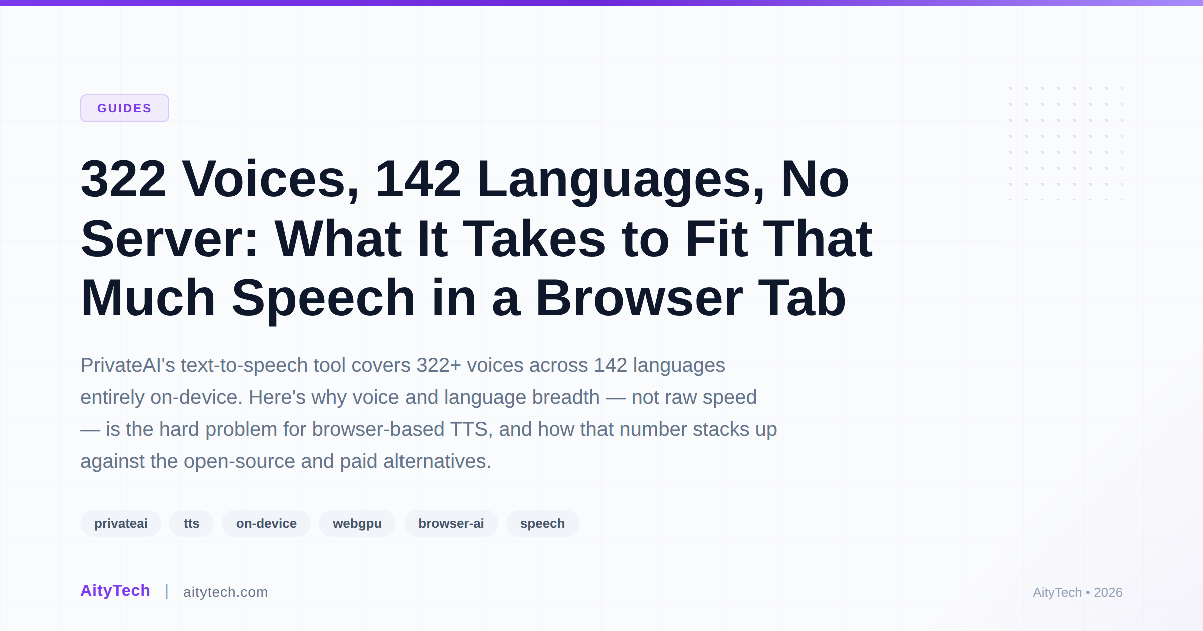 322 Voices, 142 Languages, No Server: What It Takes to Fit That Much Speech in a Browser Tab