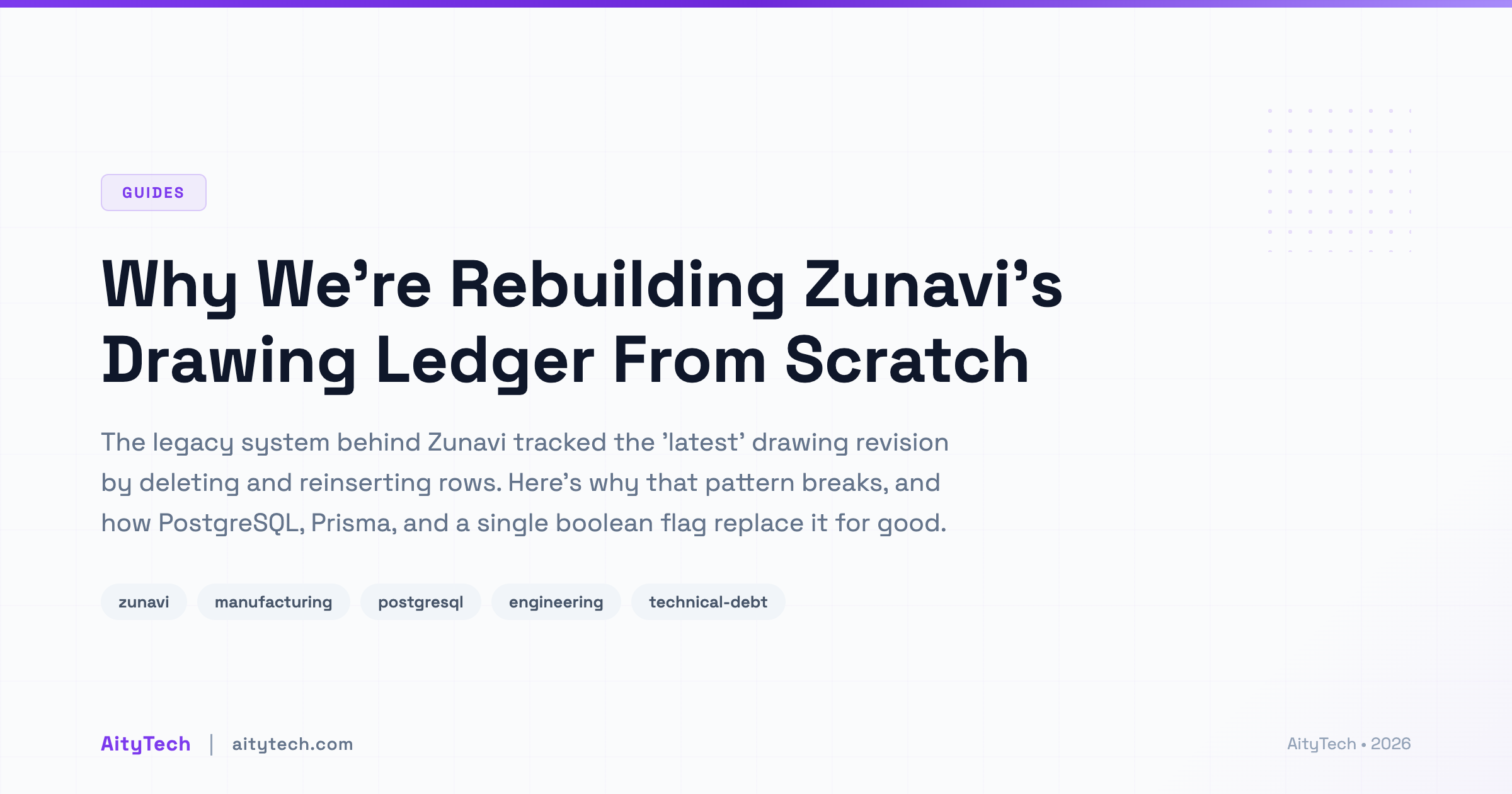 Why We're Rebuilding Zunavi's Drawing Ledger From Scratch