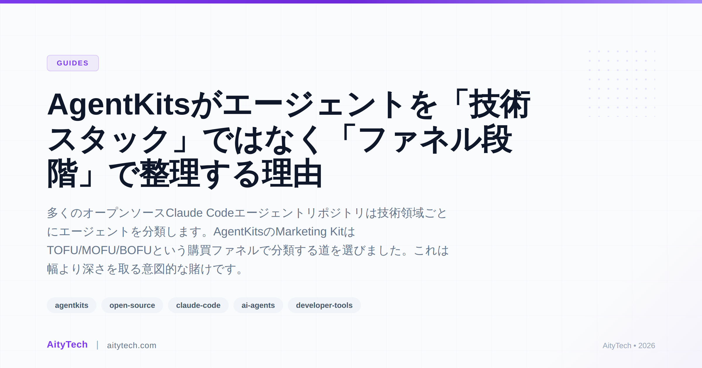 AgentKitsがエージェントを「技術スタック」ではなく「ファネル段階」で整理する理由
