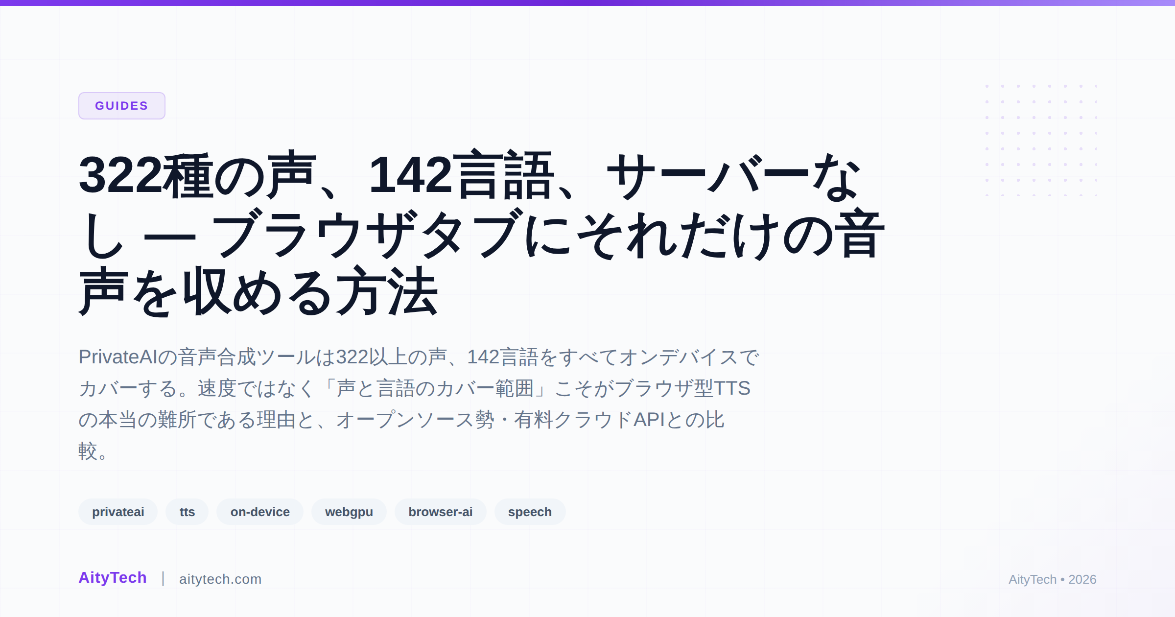 322種の声、142言語、サーバーなし — ブラウザタブにそれだけの音声を収める方法