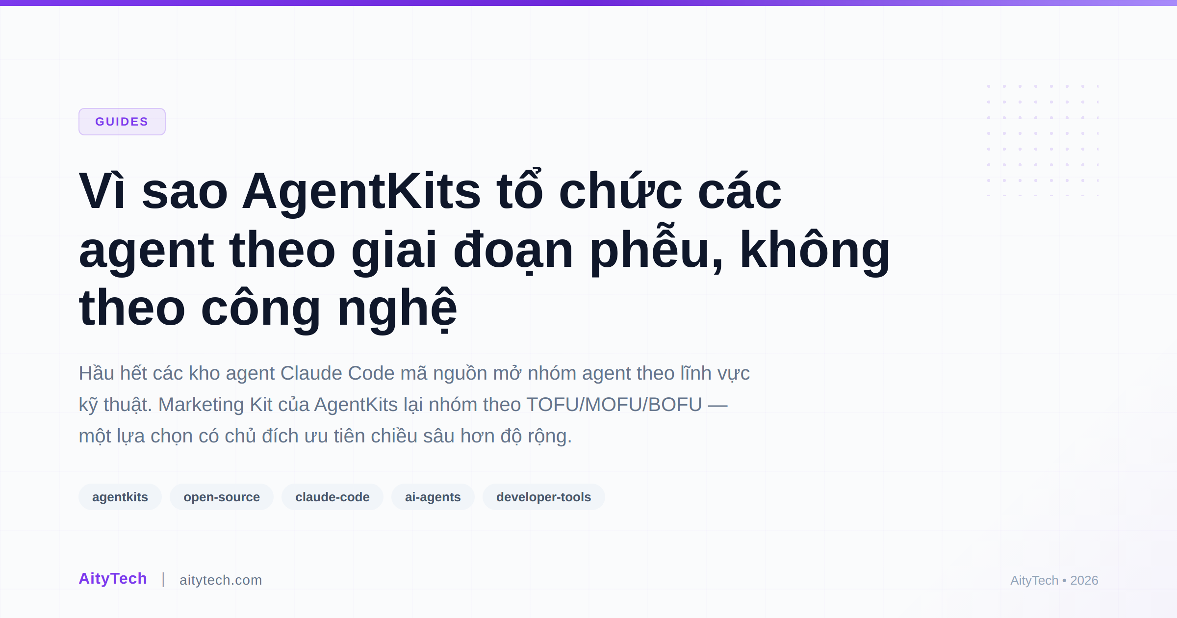 Vì sao AgentKits tổ chức các agent theo giai đoạn phễu, không theo công nghệ