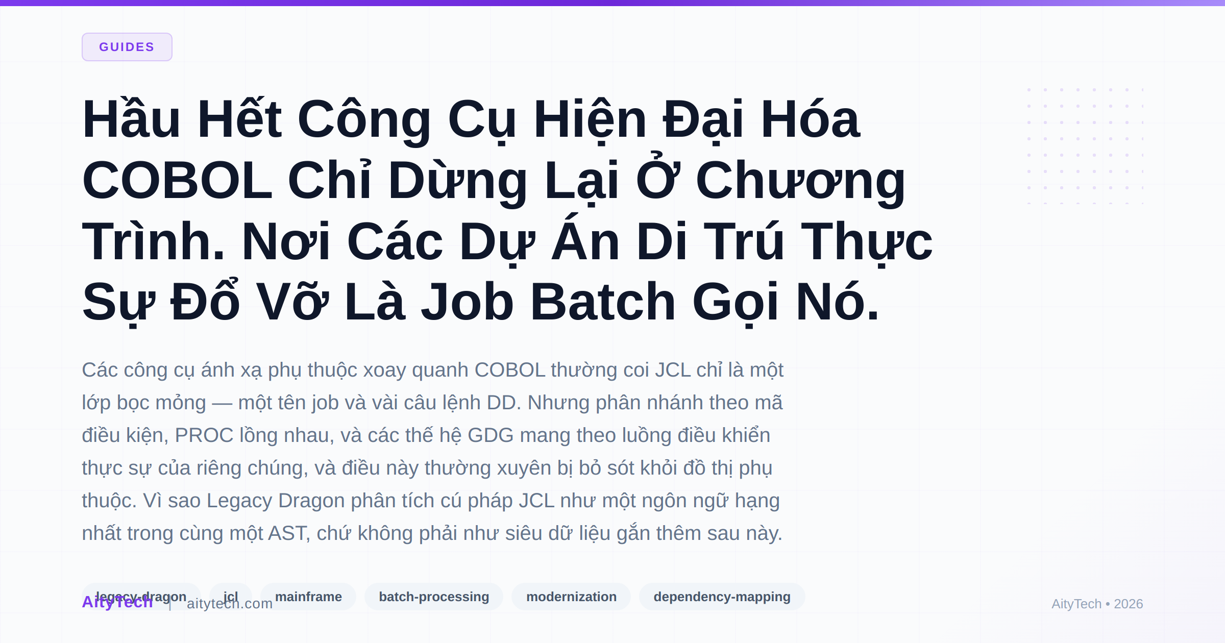 Hầu Hết Công Cụ Hiện Đại Hóa COBOL Chỉ Dừng Lại Ở Chương Trình. Nơi Các Dự Án Di Trú Thực Sự Đổ Vỡ Là Job Batch Gọi Nó.